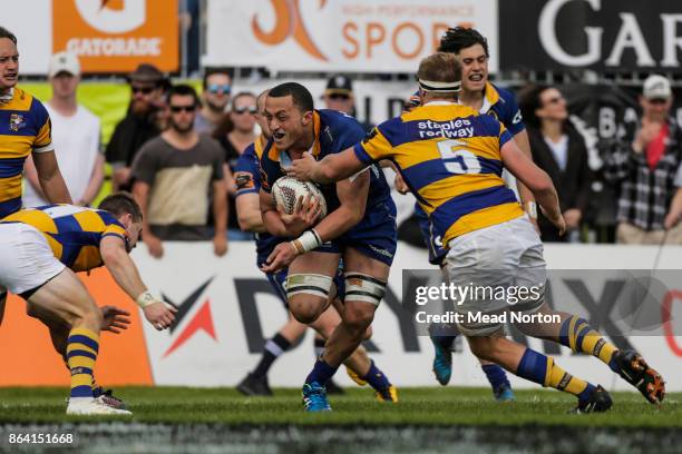 Sione Teu of Otago during the Mitre 10 Cup Semi Final match between Bay of Plenty and Otago on October 21, 2017 in Tauranga, New Zealand.