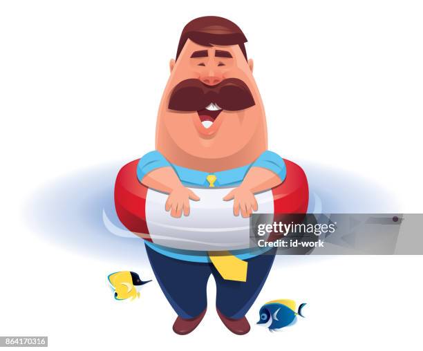 fat businessman with buoy - acanthuridae stock illustrations