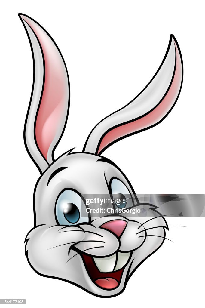  Cara De Conejo De Dibujos Animados Conejo Blanco Ilustración de stock