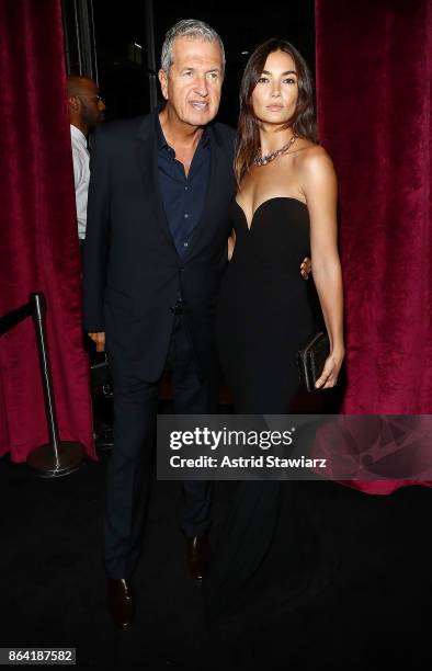 Photographer Mario Testino and model Lily Aldridge attend Bulgari 5th Avenue flagship store opening on October 20, 2017 in New York City.