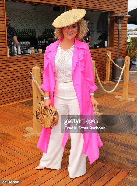 Ash Pollard attends Caulfield Cup Day at Caulfield Racecourse on October 21, 2017 in Melbourne, Australia.