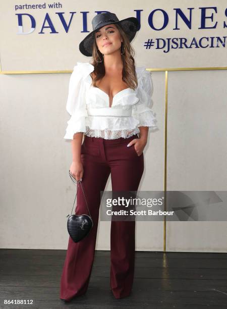Olympia Valance attends the David Jones Marquee on Caulfield Cup Day at Caulfield Racecourse on October 21, 2017 in Melbourne, Australia.