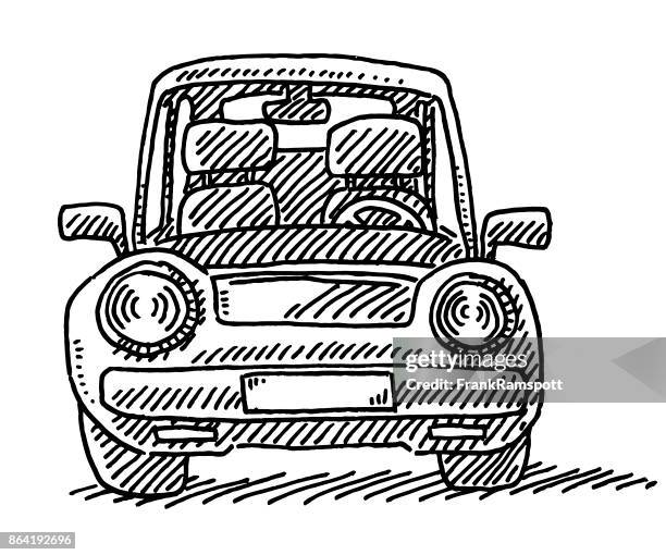 kompaktes auto frontansicht zeichnung - compact car stock-grafiken, -clipart, -cartoons und -symbole