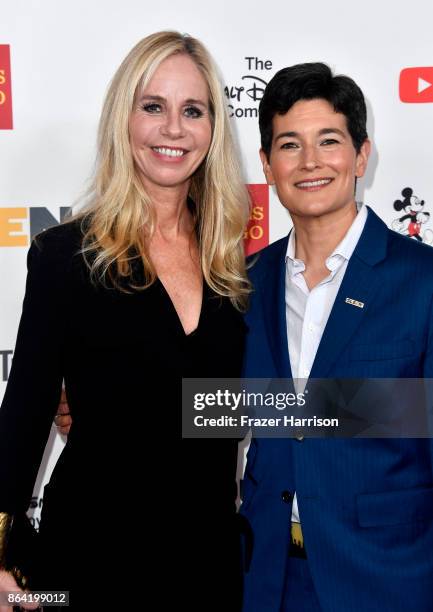 Honoree Diane Nelson and Executive Director, GLSEN Eliza Byard at the 2017 GLSEN Respect Awards at the Beverly Wilshire Four Seasons Hotel on October...