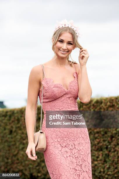 Anna Heinrich attends Caulfield Cup Day at Caulfield Racecourse on October 21, 2017 in Melbourne, Australia.