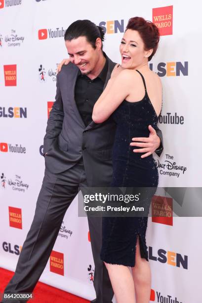 Nathan West and Chyler Leigh attend 2017 GLSEN Respect Awards - Arrivals at the Beverly Wilshire Four Seasons Hotel on October 20, 2017 in Beverly...