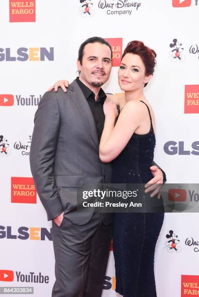 Nathan West and Chyler Leigh attend 2017 GLSEN Respect Awards - Arrivals at the Beverly Wilshire Four Seasons Hotel on October 20, 2017 in Beverly...