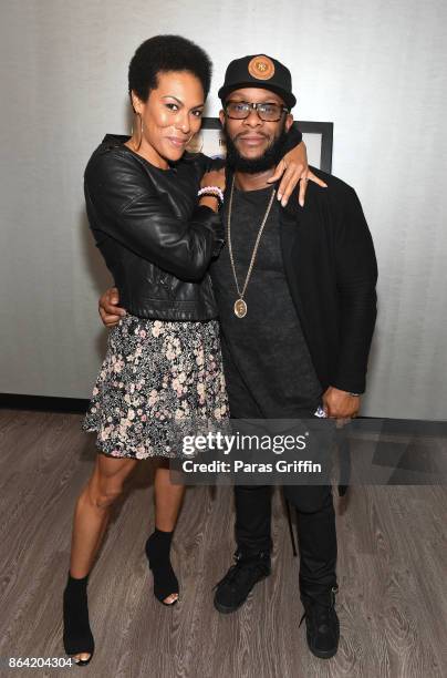 Actress April Parker-Jones and George Pierre at "Superstition" Private Screening on October 20, 2017 in Atlanta, Georgia.