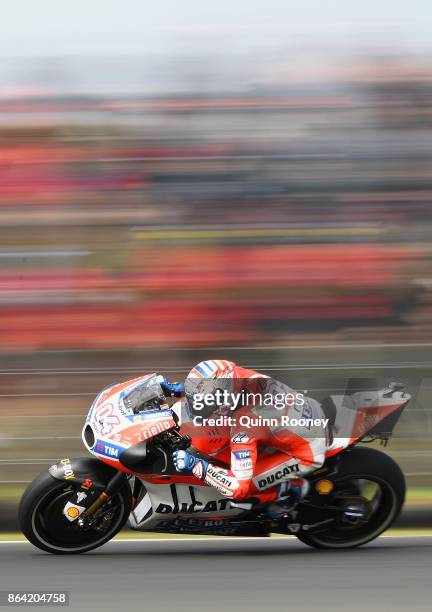 Andrea Dovizioso of Italy rides the Ducati Team during qualifying for the 2017 MotoGP of Australia at Phillip Island Grand Prix Circuit on October...