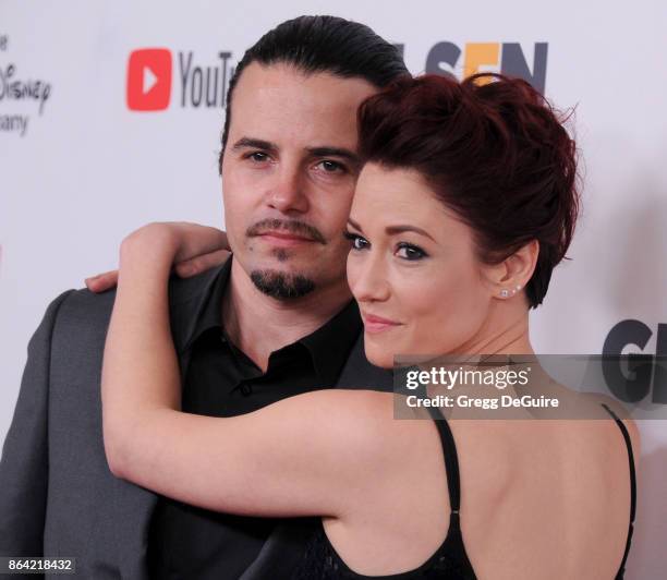 Chyler Leigh and Nathan West arrive at the 2017 GLSEN Respect Awards at the Beverly Wilshire Four Seasons Hotel on October 20, 2017 in Beverly Hills,...