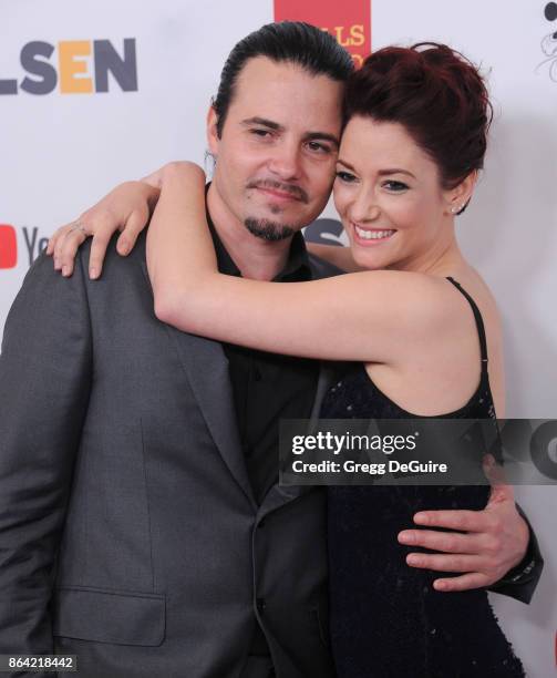 Chyler Leigh and Nathan West arrive at the 2017 GLSEN Respect Awards at the Beverly Wilshire Four Seasons Hotel on October 20, 2017 in Beverly Hills,...