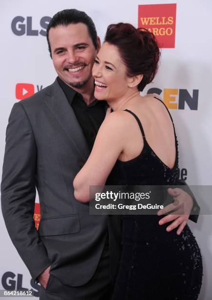 Chyler Leigh and Nathan West arrive at the 2017 GLSEN Respect Awards at the Beverly Wilshire Four Seasons Hotel on October 20, 2017 in Beverly Hills,...