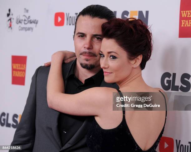 Chyler Leigh and Nathan West arrive at the 2017 GLSEN Respect Awards at the Beverly Wilshire Four Seasons Hotel on October 20, 2017 in Beverly Hills,...