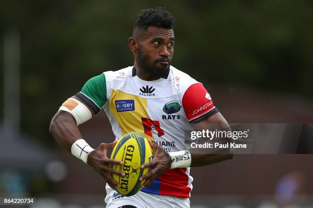 Robaleibau Buaserau of the Rays runs the ball during the round eight NRC match between Perth and the Sydney Rays at McGillivray Oval on October 21,...