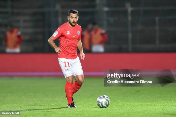 Tegi Savanier of Nimes during the Ligue 2 match between Nimes Olympique and Stade Brestois at on October 20, 2017 in Nimes, France.