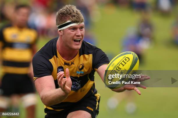 Matt Philip of the Spirit passes the ball during the round eight NRC match between Perth and the Sydney Rays at McGillivray Oval on October 21, 2017...