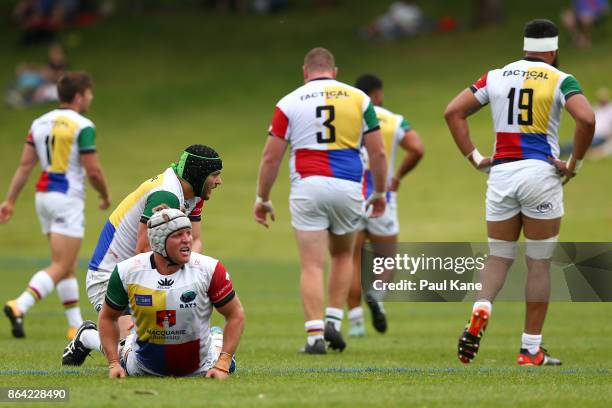 Damien Fitzpatrick of the Rays looks on after a play during the round eight NRC match between Perth and the Sydney Rays at McGillivray Oval on...