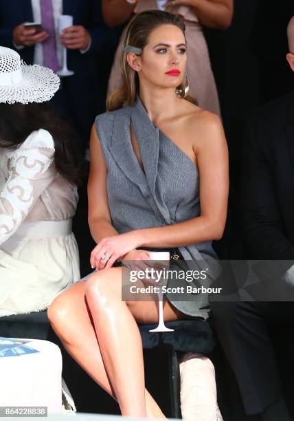 Jesinta Franklin attends the David Jones Marquee on Caulfield Cup Day at Caulfield Racecourse on October 21, 2017 in Melbourne, Australia.