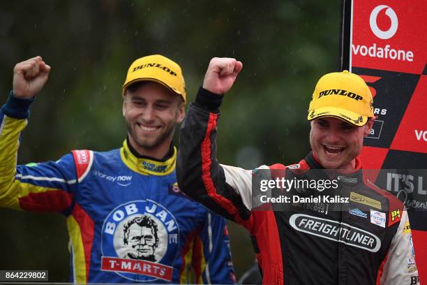 3rd place Tim Slade driver of the Freightliner Racing Holden Commodore VF and Andre Heimgartner driver of the Freightliner Racing Holden Commodore VF...