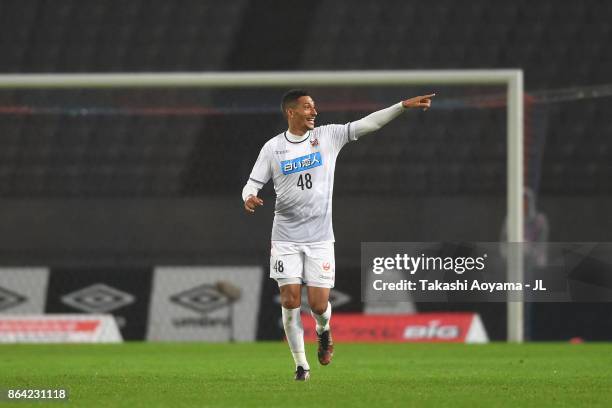 Jay Bothroyd of Consadole Sapporo celebrates scoring his side's second goal during the J.League J1 match between FC Tokyo and Consadole Sapporo at...