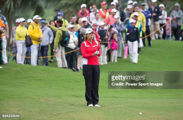 Jenny Shin of South Korea prepares to hit a shot on the 18th hole during day three of the Swinging Skirts LPGA Taiwan Championship on October 21,...