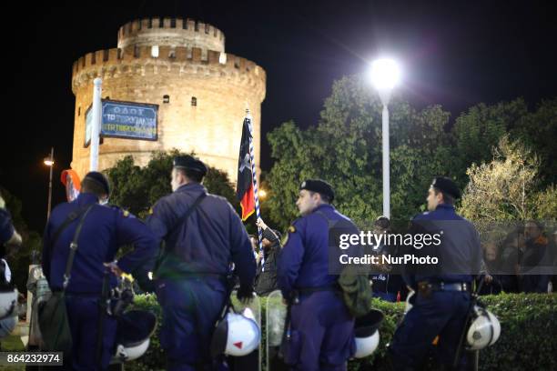 Ultra religious Christian fanatics protest Pessoas play The Hour of the Devil in Thessaloniki, Greece on 20 October 2017. Its the third day in a row...