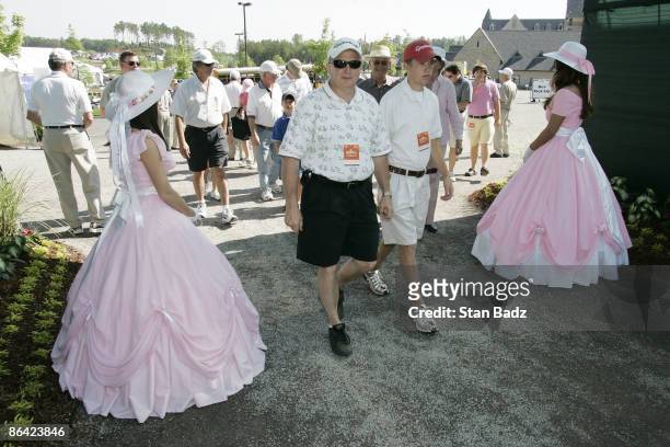 Fans enter the front gates greeted by the Hoover Belles during the second round of the Regions Charity Classic held at Robert Trent Jones Golf Trail...