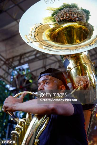 Tuba Gooding Jr of The Roots performs on stage at the Edgefield in Troutdale, Oregon, United States on 1st September 2017.