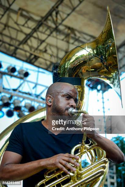 Tuba Gooding Jr of The Roots performs on stage at the Edgefield in Troutdale, Oregon, United States on 1st September 2017.
