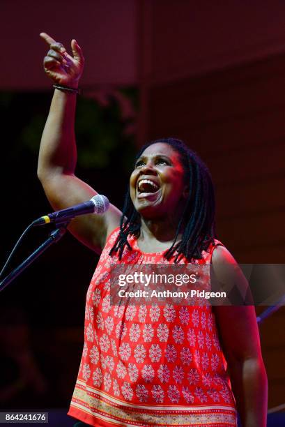 Ruthie Foster performs on stage at Vancouver Wine & Jazz festival, Esther Short Park, Vancouver, Washington, United States on 25th August 2017.