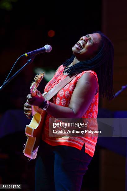 Ruthie Foster performs on stage at Vancouver Wine & Jazz festival, Esther Short Park, Vancouver, Washington, United States on 25th August 2017.