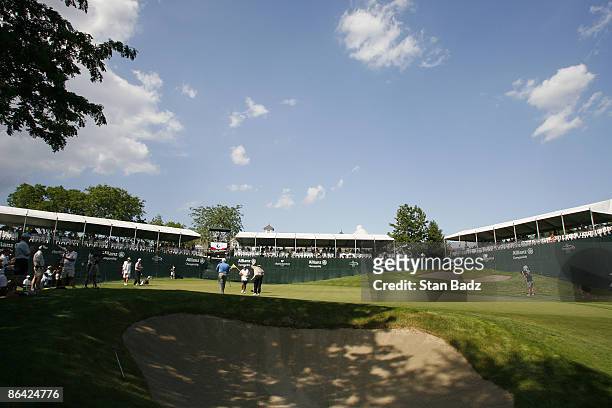 Course scenic of the 18th green in the second round of the Allianz Championship held at Glen Oaks Country Club in West Des Moines, IA, on June 3,...