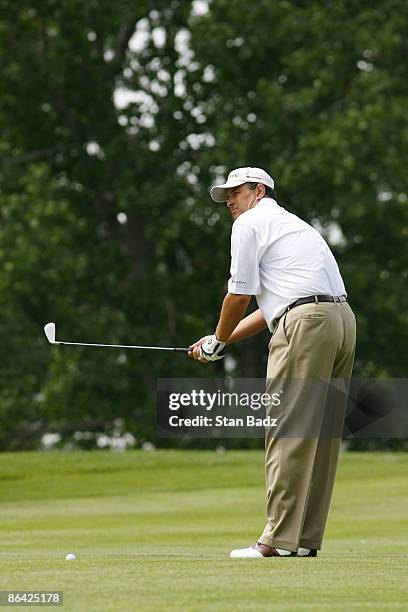 Loren Roberts competes in the third and final round of the Allianz Championship held at Glen Oaks Country Club in West Des Moines, IA, on June 4,...