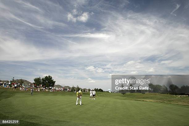 Hajime Meshiai competes in the third and final round of the Allianz Championship held at Glen Oaks Country Club in West Des Moines, IA, on June 4,...