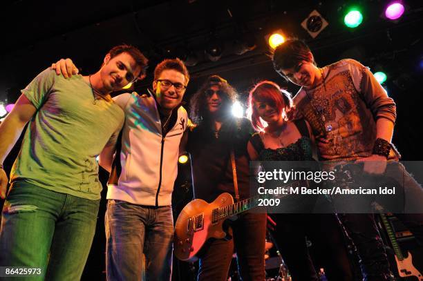 Guitarist Slash mentors the "Final 4" American Idol Contestants Kris Allen, Danny Gokey, Allison Iraheta and Adam Lambert on the American Idol stage...