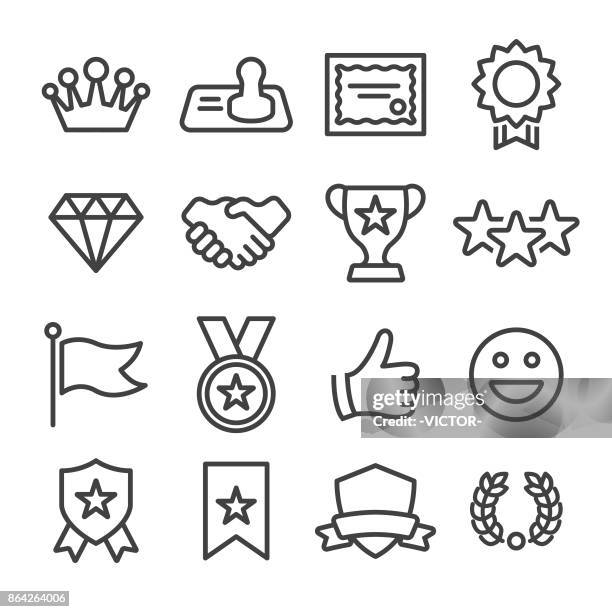 ilustrações de stock, clip art, desenhos animados e ícones de honor and success icons - line series - gratidão