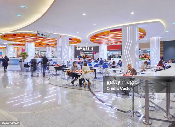 food court in the new shopping mall in moscow - food court stock pictures, royalty-free photos & images
