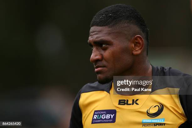 Isi Naisarani of the Spirit looks on during the round eight NRC match between Perth and the Sydney Rays at McGillivray Oval on October 21, 2017 in...