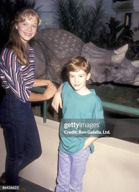 Actress Ariana Richards and actor Joseph Mazzello attend The American Museum of Natural History's "The Dinosaurs of Jurassic Park" Display on June...