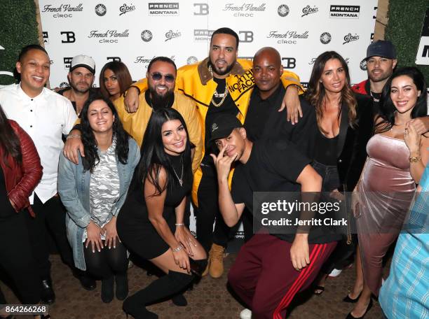 French Montana poses with his team during the Ciroc & Epic Records present French Montana "Jungle Rules" Gold Dinner at Poppy on October 20, 2017 in...