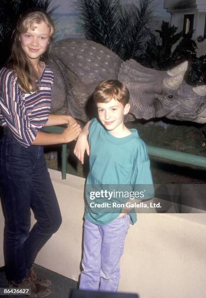 Actress Ariana Richards and actor Joseph Mazzello attend The American Museum of Natural History's "The Dinosaurs of Jurassic Park" Display on June...