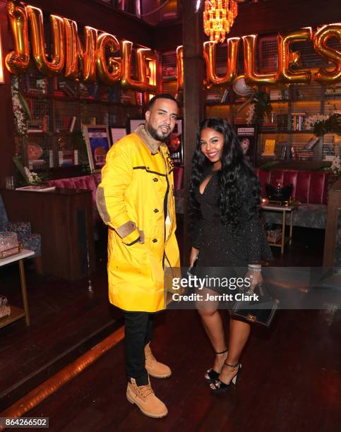 French Montana and Ashanti attend Ciroc & Epic Records present French Montana "Jungle Rules" Gold Dinner at Poppy on October 20, 2017 in Los Angeles,...