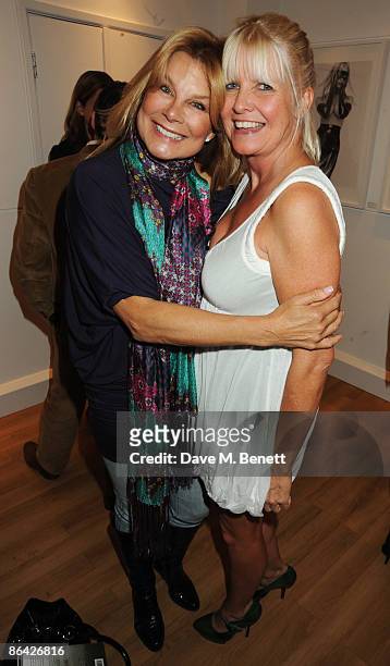 Jilly Johnson and Lindsey Carlos Clarke attend the private view of Bob Carlos Clarke: Wall To Wall at The Little Black Gallery on May 5, 2009 in...