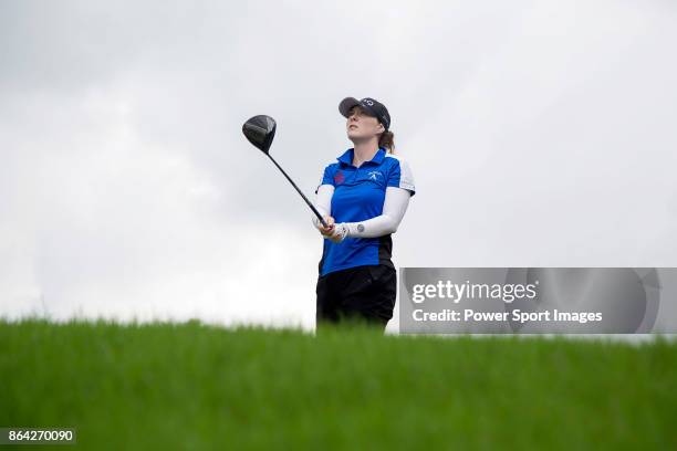 Brittany Altomare of the United States tees off on the 7th hole during day three of the Swinging Skirts LPGA Taiwan Championship on October 21, 2017...