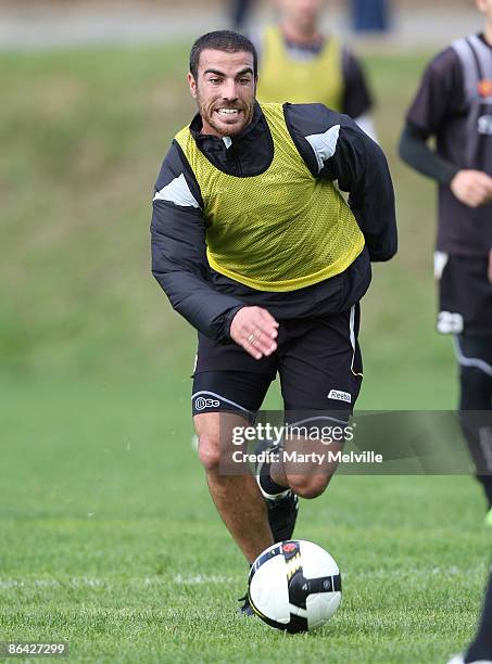 Manny Muscat of the Phoenix trains during a Wellington Phoenix A-League training session at Newton Park on May 4, 2009 in Wellington, New Zealand.