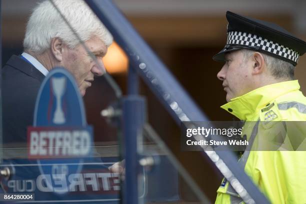 Security at Hampden Park before the Betfred Cup Semi-Final between Hibernian and Celtic at Hampden Park on October 21, 2017 in Glasgow, Scotland.