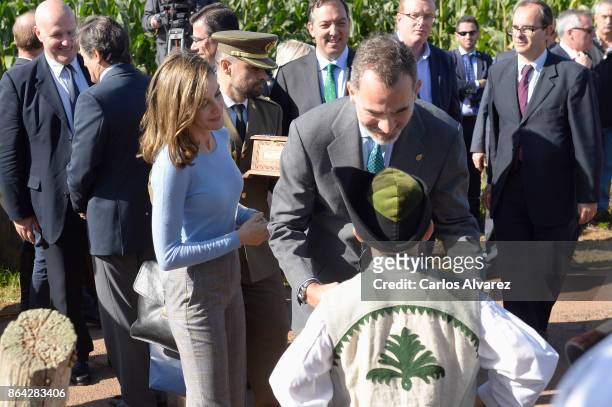 Queen Letizia of Spain and King Felipe of Spain visit Porenu village on October 21, 2017 in Villaviciosa, Spain. Porenu has been honoured as the 2017...