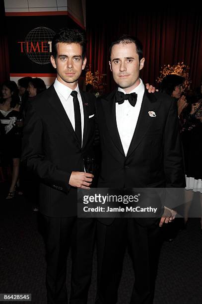 Jack Dorsey and Evan Williams of Twitter attend Time's 100 Most Influential People in the World Gala at the Frederick P. Rose Hall at Jazz at Lincoln...