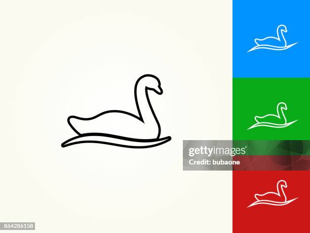 swan black stroke linear icon - swan stock illustrations