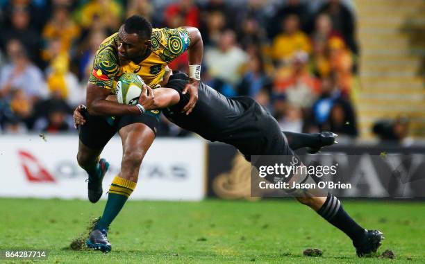 Australia's Tevita Kuridrani in action during the Bledisloe Cup match between the Australian Wallabies and the New Zealand All Blacks at Suncorp...